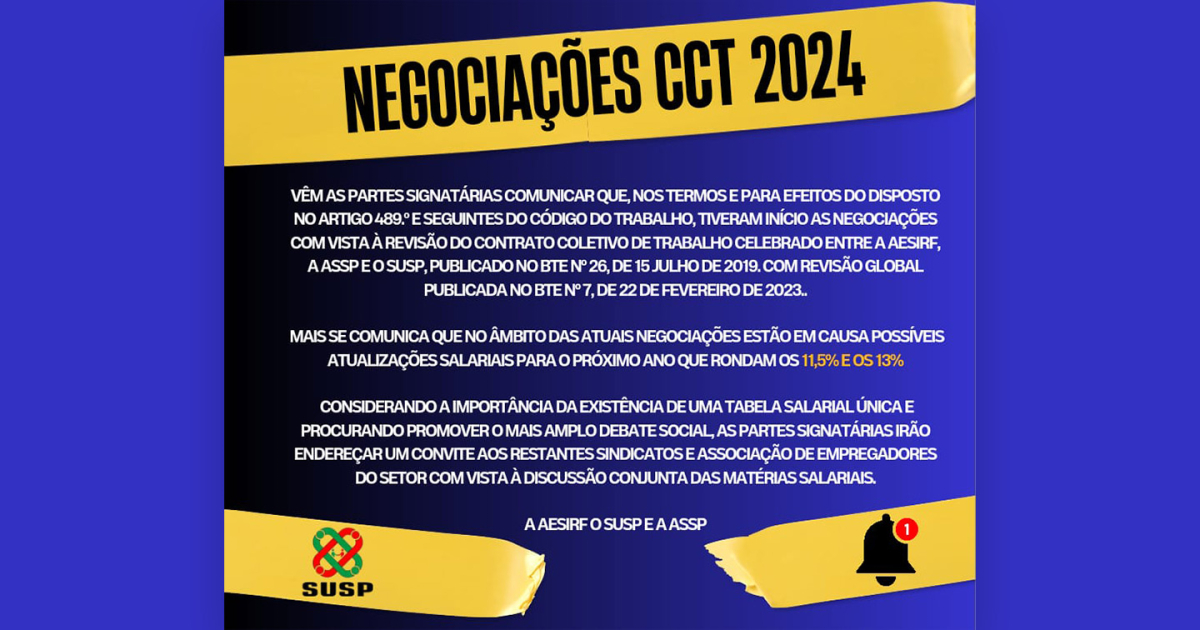 Negociações CCT 2024